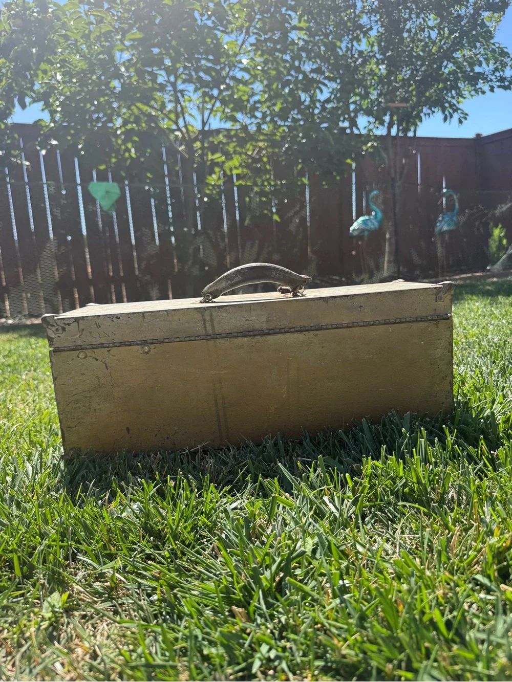 Vintage 1942 WWII US Army M6 Steel Tool Box Chest with Tray Removable Handle